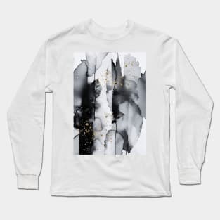 Black and gold abstract leaf Long Sleeve T-Shirt